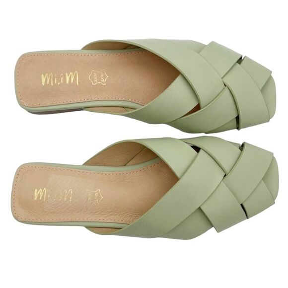 NEW Mi.iM Reece Woven Leather Mint Green Pistachio Open Toe Slide Size 7.5 NWOB - Picture 4 of 16
